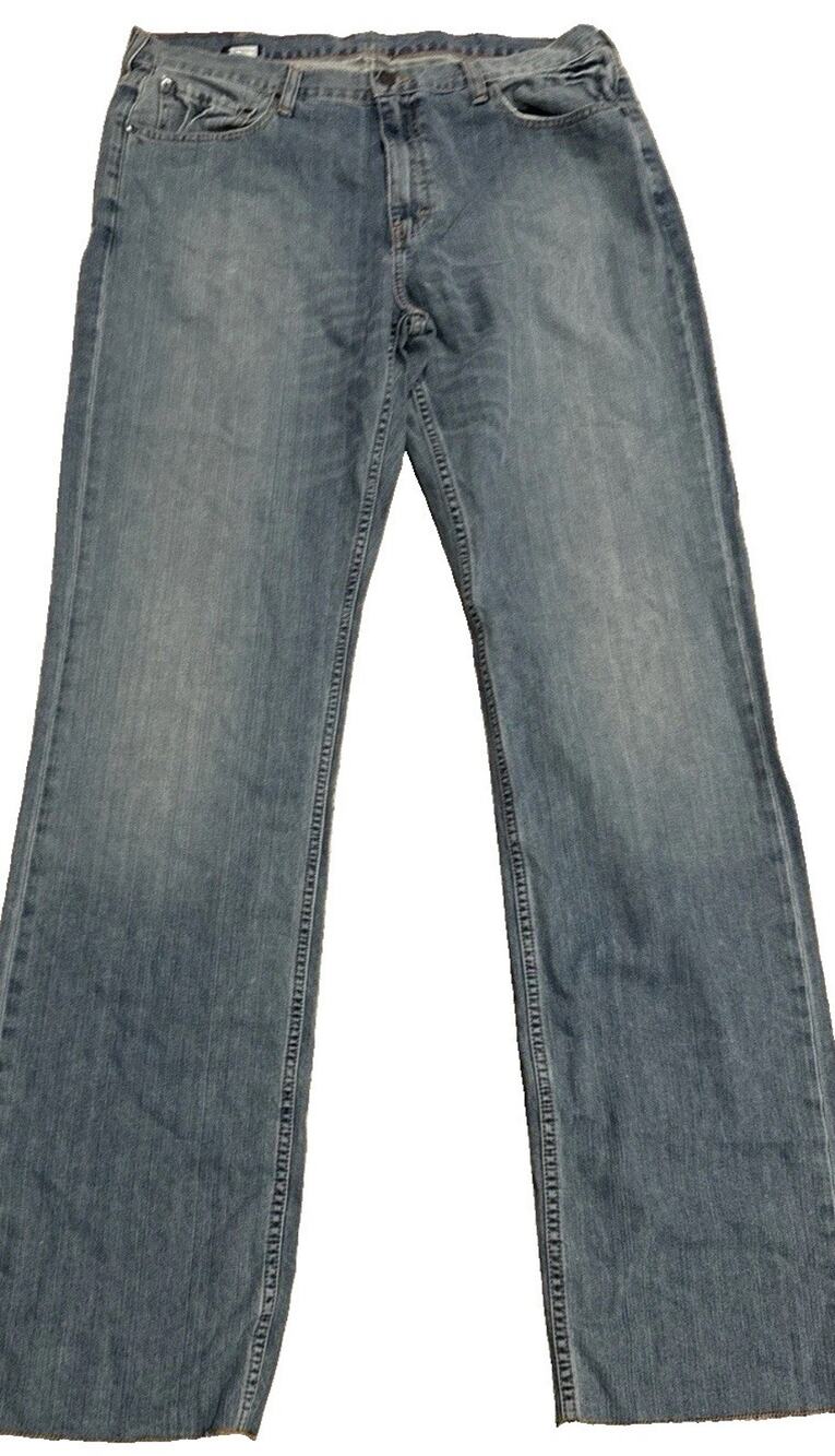 J Peterman Straight Leg Jeans Mens 38 31 Medium Wash Pockets Logo Denim Blue